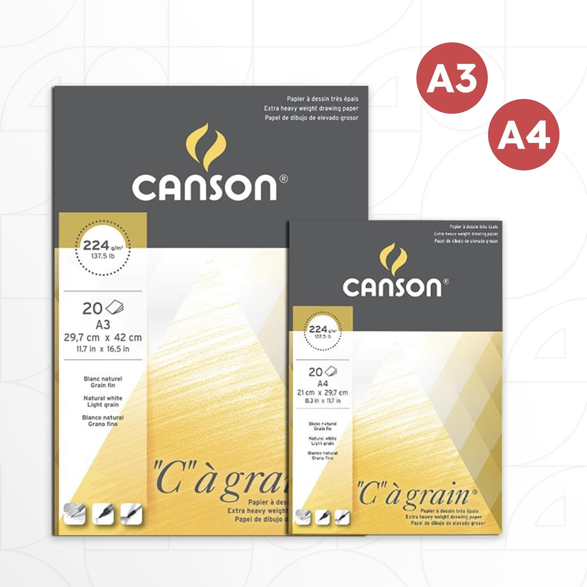 CANSON Pochette papier à dessin blanc C à GRAIN 24x32cm 12 feuilles