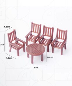 Alternative view of Brown Set of 4 Chairs + Table 1:50