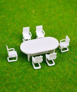 Meeting Room Table & 6 Chairs Set - Scale 1:50