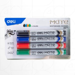 deli Whitboard Marker Chisel Pens أقلام سبورة رأس مشطوف Set 4-Colors
